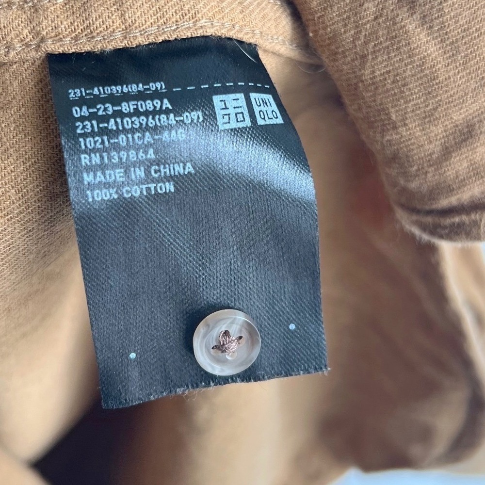 Uniqlo Womens 100% Cotton Flannel Button‎ Down Shirt Camel Brown 231-410396 - Picture 5 of 8